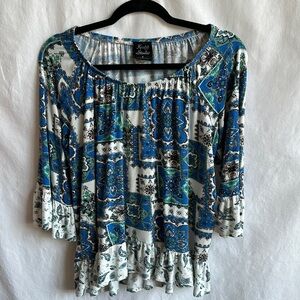 Knapp Studio ruffled peasant top, size L